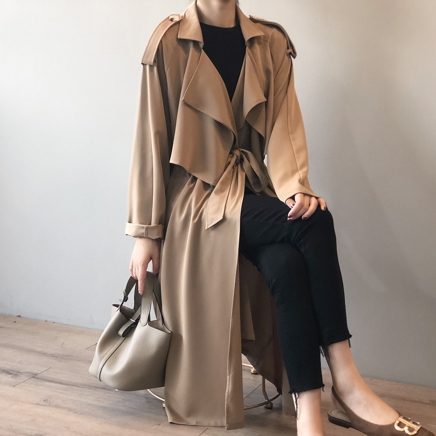 MRMT 2025 Brand New Women's Fashion Temperament Long Windbreaker Female Retro British Wind Loose Jacket Female Women Coats