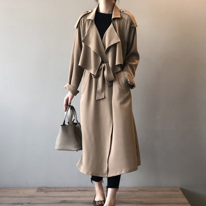 MRMT 2025 Brand New Women's Fashion Temperament Long Windbreaker Female Retro British Wind Loose Jacket Female Women Coats