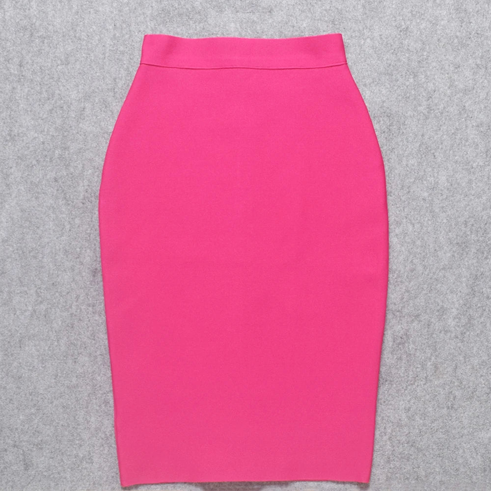 BEAUKEY Sexy Yellow Bandage Skirts 2023 Women Summer High Waist Quality Pink Black White Party Skirts XL Tight Office Lady Skirt