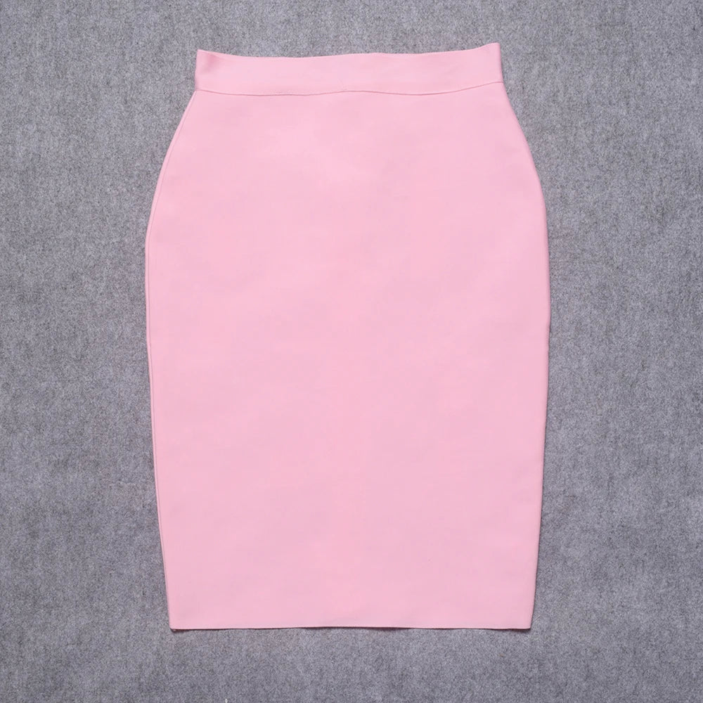 BEAUKEY Sexy Yellow Bandage Skirts 2023 Women Summer High Waist Quality Pink Black White Party Skirts XL Tight Office Lady Skirt