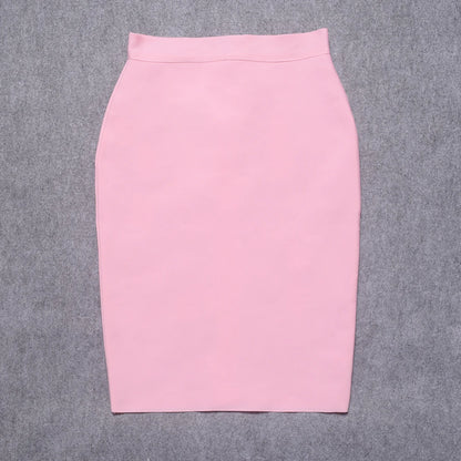 BEAUKEY Sexy Yellow Bandage Skirts 2023 Women Summer High Waist Quality Pink Black White Party Skirts XL Tight Office Lady Skirt