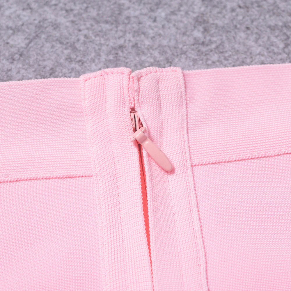 BEAUKEY Sexy Yellow Bandage Skirts 2023 Women Summer High Waist Quality Pink Black White Party Skirts XL Tight Office Lady Skirt