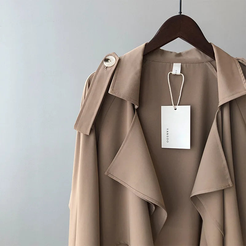 MRMT 2025 Brand New Women's Fashion Temperament Long Windbreaker Female Retro British Wind Loose Jacket Female Women Coats
