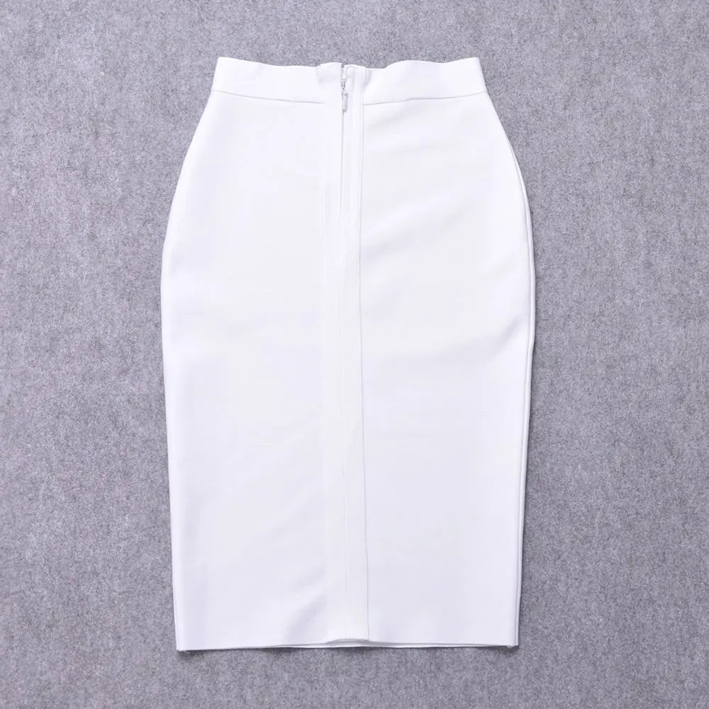 BEAUKEY Sexy Yellow Bandage Skirts 2023 Women Summer High Waist Quality Pink Black White Party Skirts XL Tight Office Lady Skirt