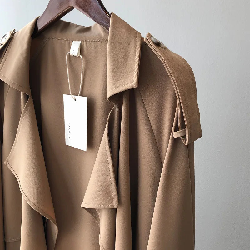 MRMT 2025 Brand New Women's Fashion Temperament Long Windbreaker Female Retro British Wind Loose Jacket Female Women Coats