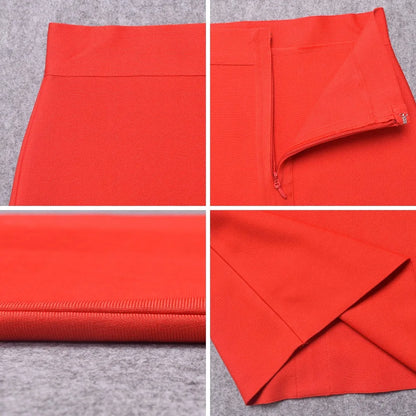 BEAUKEY Sexy Yellow Bandage Skirts 2023 Women Summer High Waist Quality Pink Black White Party Skirts XL Tight Office Lady Skirt