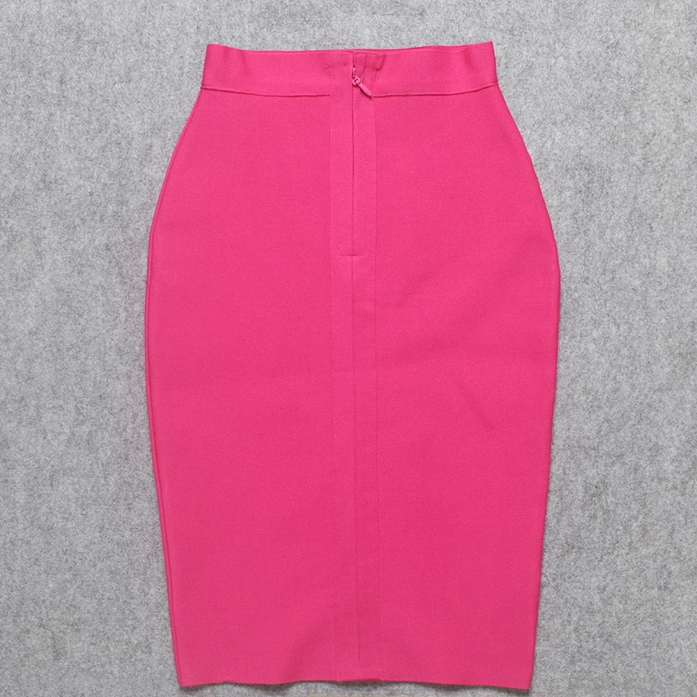 BEAUKEY Sexy Yellow Bandage Skirts 2023 Women Summer High Waist Quality Pink Black White Party Skirts XL Tight Office Lady Skirt