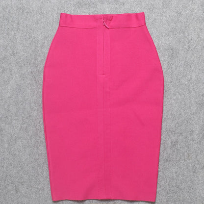 BEAUKEY Sexy Yellow Bandage Skirts 2023 Women Summer High Waist Quality Pink Black White Party Skirts XL Tight Office Lady Skirt