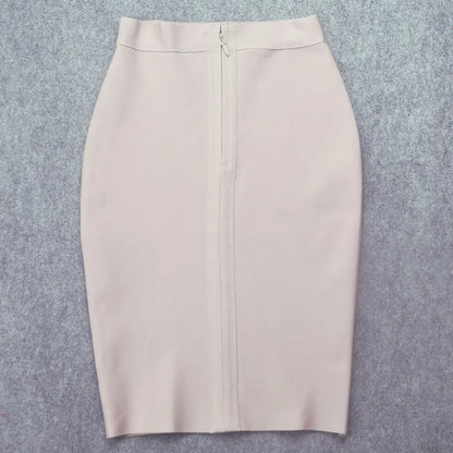 BEAUKEY Sexy Yellow Bandage Skirts 2023 Women Summer High Waist Quality Pink Black White Party Skirts XL Tight Office Lady Skirt