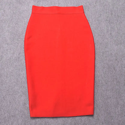 BEAUKEY Sexy Yellow Bandage Skirts 2023 Women Summer High Waist Quality Pink Black White Party Skirts XL Tight Office Lady Skirt