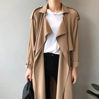 MRMT 2025 Brand New Women's Fashion Temperament Long Windbreaker Female Retro British Wind Loose Jacket Female Women Coats