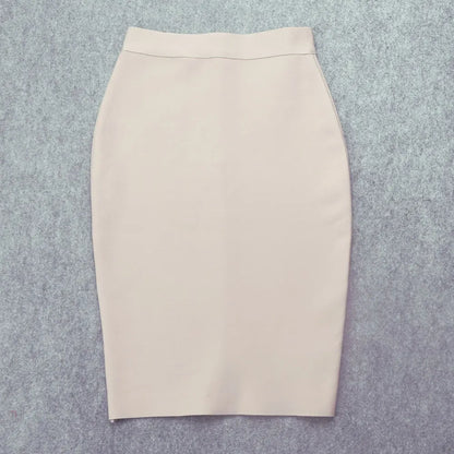 BEAUKEY Sexy Yellow Bandage Skirts 2023 Women Summer High Waist Quality Pink Black White Party Skirts XL Tight Office Lady Skirt