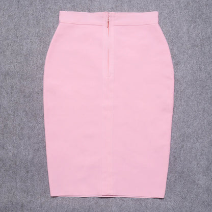 BEAUKEY Sexy Yellow Bandage Skirts 2023 Women Summer High Waist Quality Pink Black White Party Skirts XL Tight Office Lady Skirt