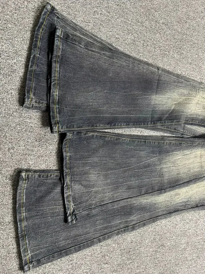 Summer High Waist Slim Black Grey Jeans American Style Vintage Long Pants Oversized Washed Denim Flare Pants Women Spring