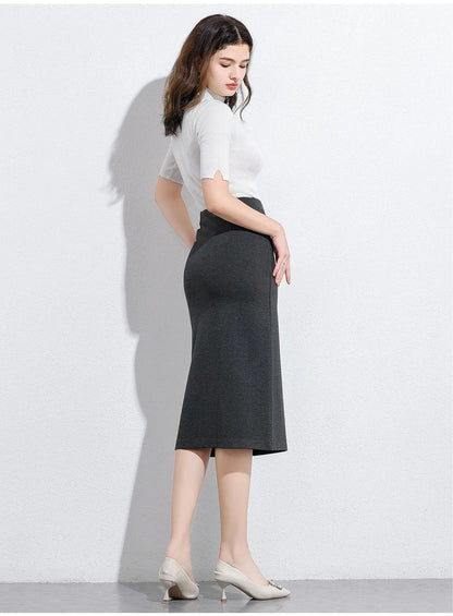 Women's Professional High Waist Long Pencil Skirt, Slim Fit Black Hip-hugging Skirt for Office Commute