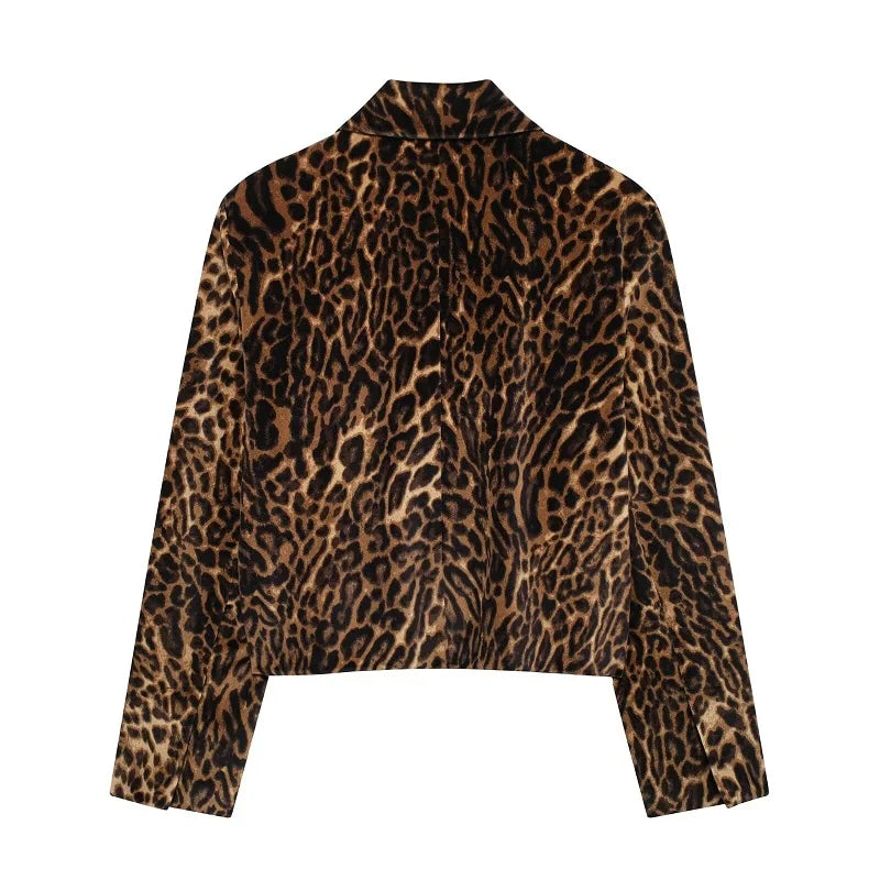 MUJER Leopard Print Blazer for Women Luxury Velvet Women's Blazers Suit Set Long Sleeve Office Blazer Woman Fashion Outerwears