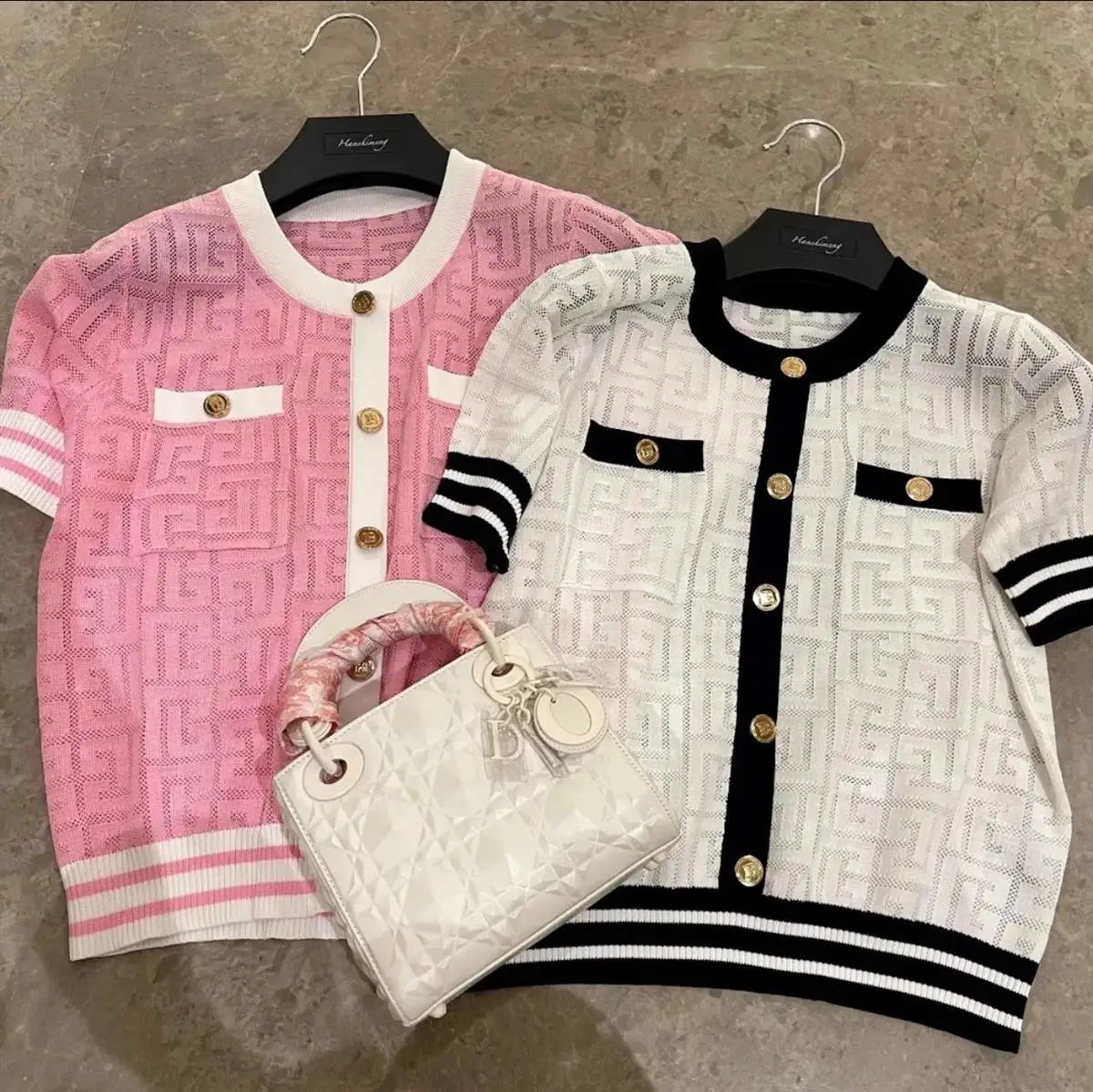Ice Silk Knitted Sweater Cardigan Women's 2025 Summer New Short-sleeved Hollow Out Korean Style Office Lady Chic Top