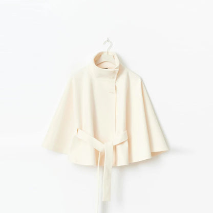 chic vintage cape jacket with belt stand neck single breasted loose coat loose flare sleeve coats early lady autumn Y2K outwears