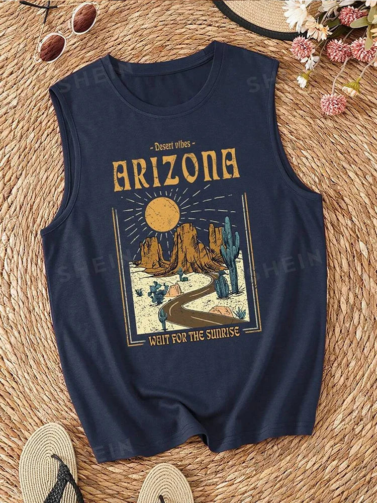 Skull Print Women's Tank Top Summer Street Fashion Women's Crew Neck Tank Top Outdoor Everyday Casual Women's Sleeveless T-shirt