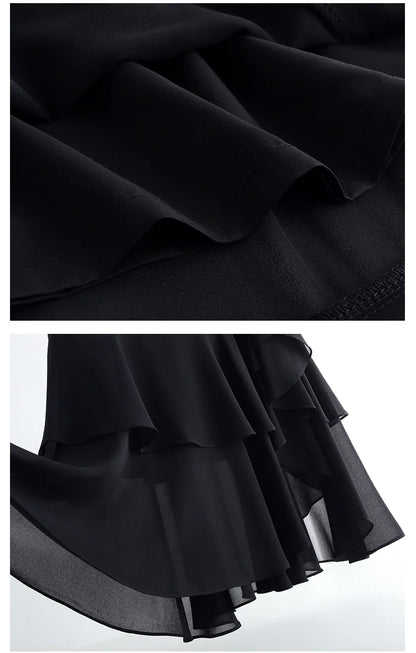 ZUZK Fashion Irregular Fishtail Chiffon Skirts Elegant High Waist Summer Luxury Party Skirt Female Ruffles Long Skirts