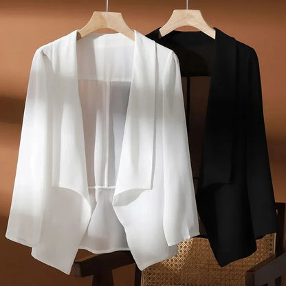 Fashion Chiffon Coat Shawl Female New 2025 Summer Clothes Sun Protection Clothing Women's Summer Thin Jacket Cardigan Tops
