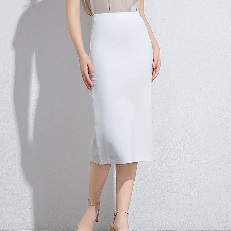 Women's Professional High Waist Long Pencil Skirt, Slim Fit Black Hip-hugging Skirt for Office Commute