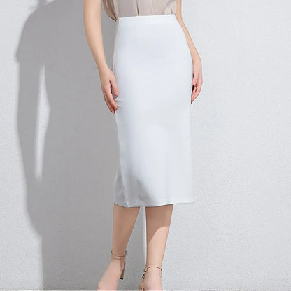 Women's Professional High Waist Long Pencil Skirt, Slim Fit Black Hip-hugging Skirt for Office Commute