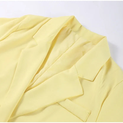 Fashion Lapel Suit Jacket Women Casual Loose Short Sleeve Office Lady Coat 2025 New Chic Autumn Single Button Oversize Jacket