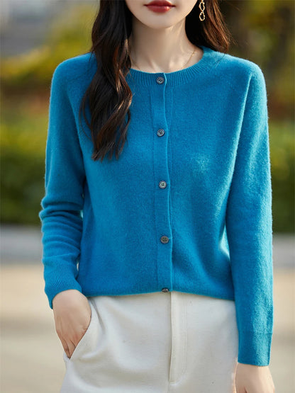 2024 Basics Autumn Winter Women Sweater Sales Merino Wool Knitwear New Fashion Solid Cardigan Classic Long Sleeve Clothing Tops