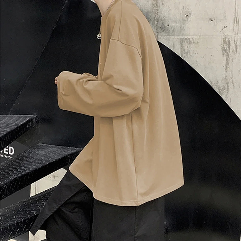 New Trendy Cotton Long Sleeve T-Shirt Women Oversize  Basic Tee Casual O-neck Tops Simple Streetwear Cozy Versatile T-shirt