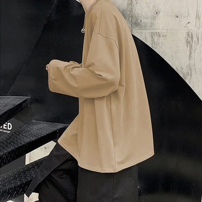 New Trendy Cotton Long Sleeve T-Shirt Women Oversize  Basic Tee Casual O-neck Tops Simple Streetwear Cozy Versatile T-shirt