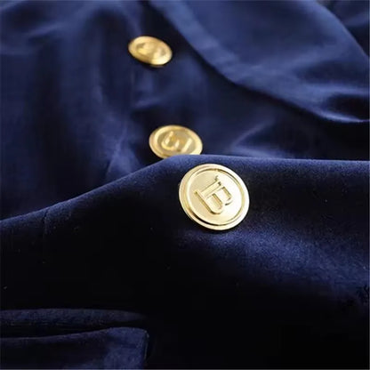 Spring Autumn New Canary Velvet Blazer Women Double Breasted Pocket Fashion Slim Suit Jacket Female Elegant Blazers Coat W815