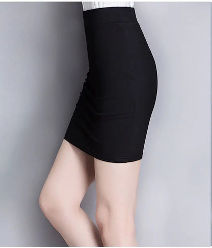 Office Lady Work Business Social Sexy Black Skirts Summer Women Elasticity Slim Wrap Hip All-match Female Short Skinny Skirt