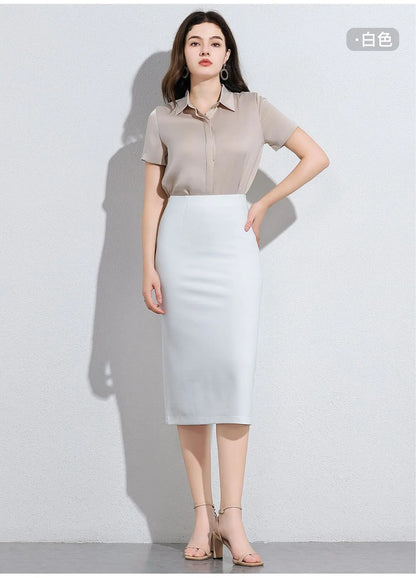 Women's Professional High Waist Long Pencil Skirt, Slim Fit Black Hip-hugging Skirt for Office Commute