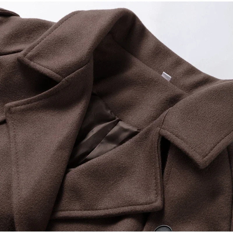 Stand Collar Women Winter Woolen Coats Single Breasted Loose Female Long Sleeve Jacket  Autumn Office Lady Street Short Coat
