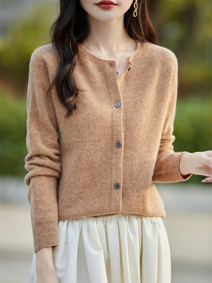 2024 Basics Autumn Winter Women Sweater Sales Merino Wool Knitwear New Fashion Solid Cardigan Classic Long Sleeve Clothing Tops