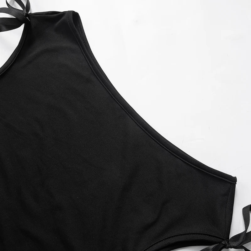 CUTENOVA 2024 Summer Solid Color Sexy Off Shoulder Tops Lace Up Sleeveless T-Shirt Casual Slim Crop Top  Black Short Sleeve Wome