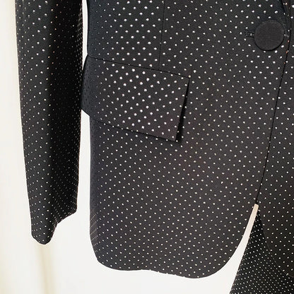 HIGH QUALITY New Fashion 2024 Designer Blazer Suit Set Women's Single Button Diamonds Beaded Camis Blazer Pants Suit 3pcs Set