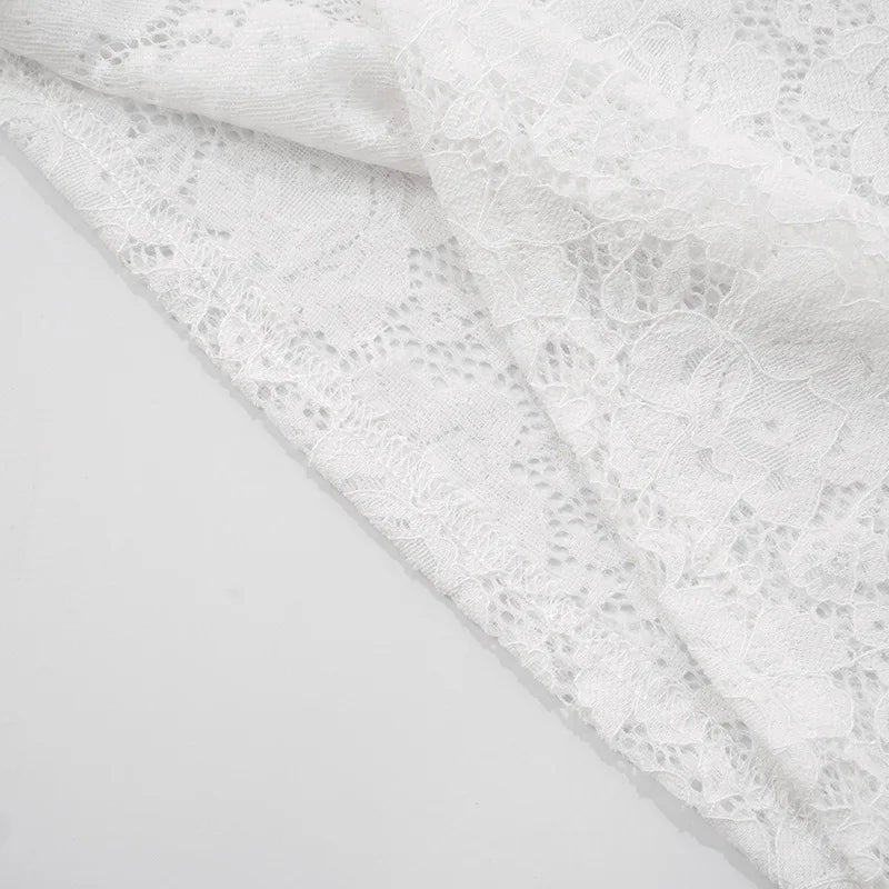 Lace-Trimmed Autumn Women's T-Shirt Off-Shoulder Hollow Out Contrast Panels Crop Top For Female Sexy Cropped Lady's Clothing