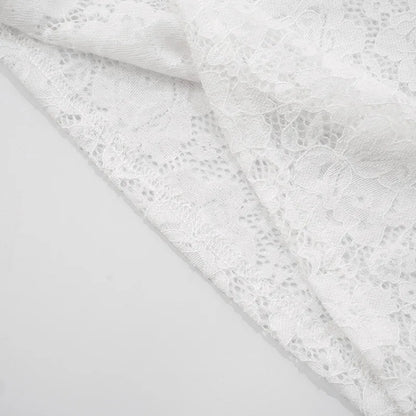 Lace-Trimmed Autumn Women's T-Shirt Off-Shoulder Hollow Out Contrast Panels Crop Top For Female Sexy Cropped Lady's Clothing