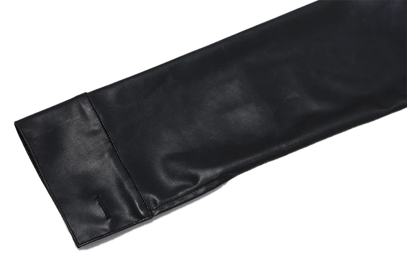 WhereMery Faux Leather Short Jacket Y2K Turn-down Collar Fashion Botton Decoration PU Coat 2022 Grunge Street Casual Women Coats