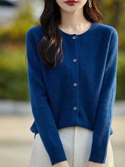 2024 Basics Autumn Winter Women Sweater Sales Merino Wool Knitwear New Fashion Solid Cardigan Classic Long Sleeve Clothing Tops