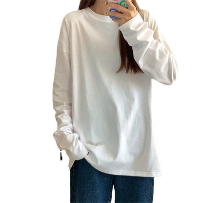 Fashion Autumn Long sleeve T-Shirt Women Basic Tee Shirt Oversize T Shirt Women Casual O-neck Women Tshirt Black White