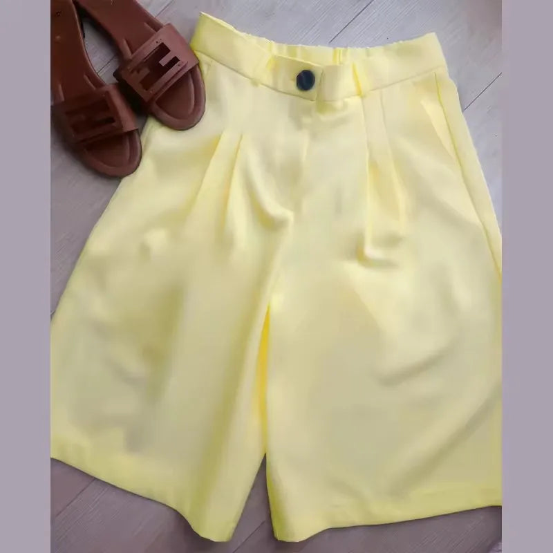 Women's Suit Jackets Loose Lapel One Button Short Sleeve Blazers 2025 Summer Elegant Lady Office Outwear Street