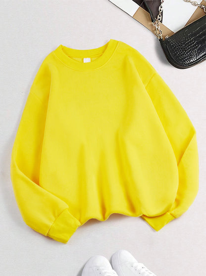 Winter Womens Solid Sweatshirts Casual Comfortable Warm Hoodies Loose Crewneck Fleece Pullover Tops Autumn Womans Streetwear