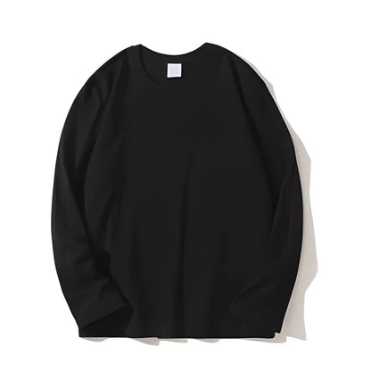 1pcs Pure Cotton T Shirt Spring Autumn Men Cotton Long Sleeve Round Neck T-shirts Solid Color Women's Full Length Sleeve Tops
