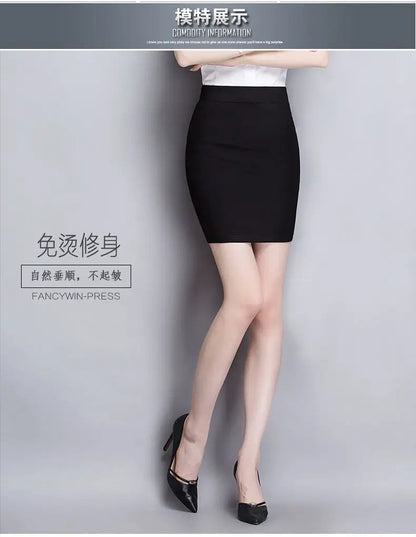 Office Lady Work Business Social Sexy Black Skirts Summer Women Elasticity Slim Wrap Hip All-match Female Short Skinny Skirt