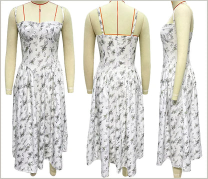 Summer skirt new French vintage maxi dress court wind Dopa wear strap dress women