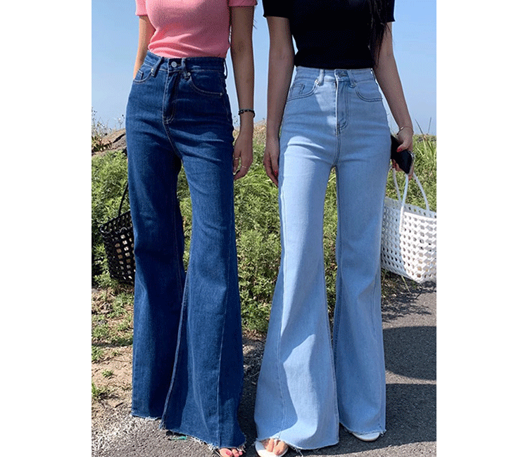 High Waist Bell Bot Jeans Women's Slim Fit Versatile Long Pants Summer Chic Vintage Denim Blue High Waist Long Leggings