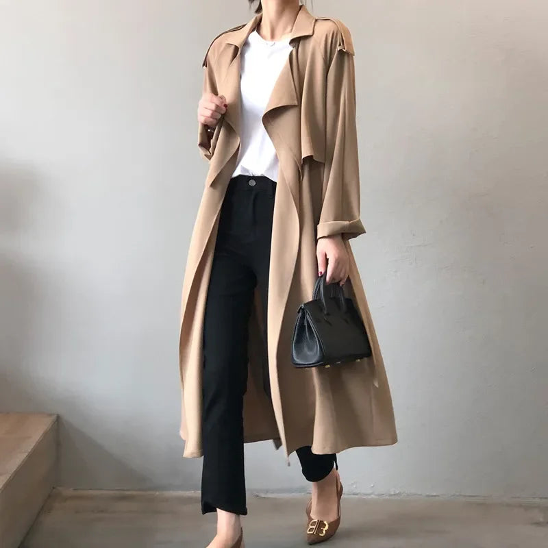 MRMT 2025 Brand New Women's Fashion Temperament Long Windbreaker Female Retro British Wind Loose Jacket Female Women Coats